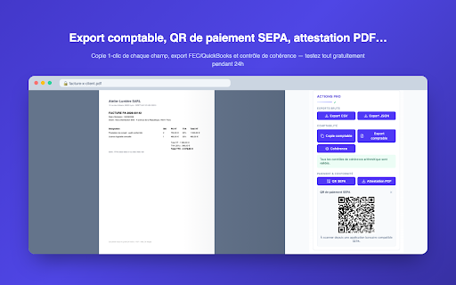 Inspecteur Factur-X :: Inspectez, validez et exportez vos factures électroniques Factur-X, ZUGFeRD et XRechnung directement dans Chrome.