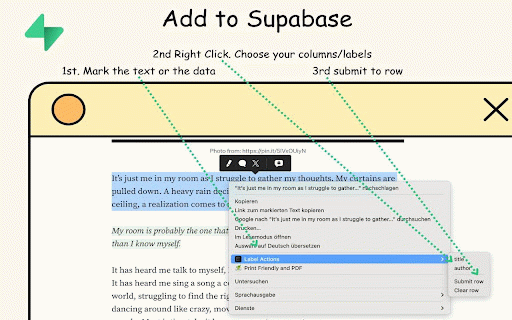 Add to Supabase :: Save selected text to Supabase