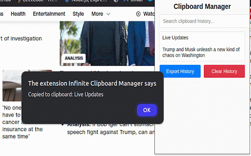 Infinite Clipboard Manager :: Save every copied text in Chrome with infinite clipboard history.
