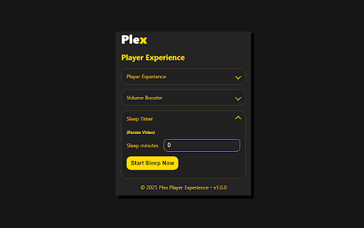 Plex Player Experience :: Custom next episode delay, sleep timer, audio boost and auto skip for intros and credits on Plex Web.
