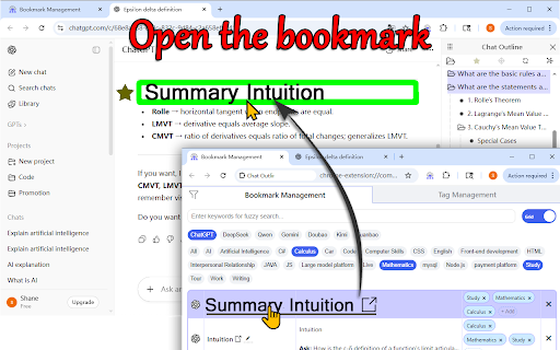 Chat Outline Plus - Navigation & Bookmark tool for ChatGPT, DeepSeek & more :: Easily manage long chats, get a clear view of content, bookmark key points, and navigate conversation flow.