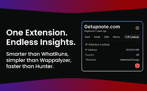 Lookup - Website Profiler :: Lookup is a lightweight browser extension that gives you instant, in-depth insights into any website you visit.
