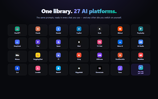 PromptChief – AI Prompt Manager & Improver :: Your personal AI prompt library — save, search, insert & AI-improve your prompts in any AI chat with one click. Cloud-synced.