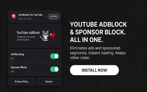 Ad Blocker for YouTube :: Блокировка рекламы на YouTube и пропуск спонсорских вставок.