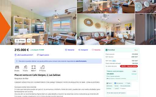 PrecioReal — Precios reales :: ¿Cuánto vale ese piso realmente? Precios reales de compraventa en cada anuncio de Idealista, Fotocasa y Pisos.com.