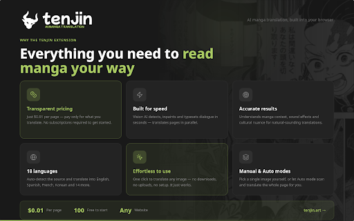 Tenjin Art - AI Manga Translation :: Translate any manga in a few clicks. Fast, accurate, and effortless - Read your favorite stories instantly!