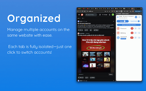 Zentab - Parallel Account :: Zentab is a multi-account manager lets you open multiple isolated sessions per website — right inside your browser and your phone.