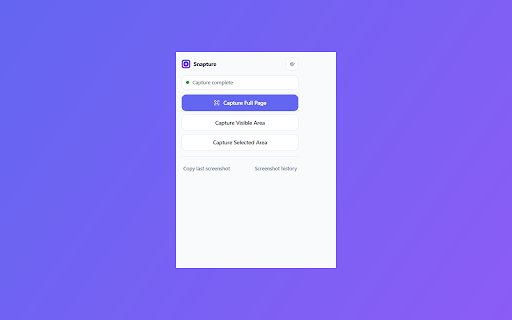 Snapture :: Capture full-page, visible-area, or selected-area screenshots — stitched, previewed, and saved entirely on your device.