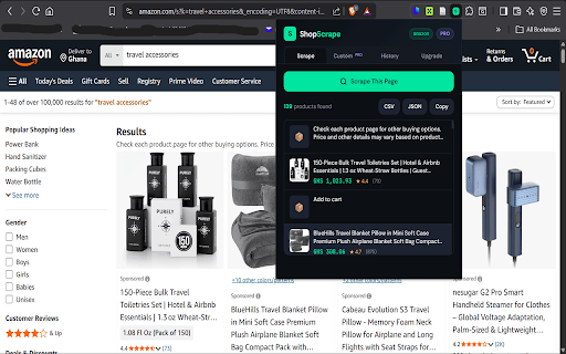 ShopScrape — Product Data Extractor :: Scrape product data from any shopping site. Extract names, prices, images, ratings, and more. Export to CSV or JSON.