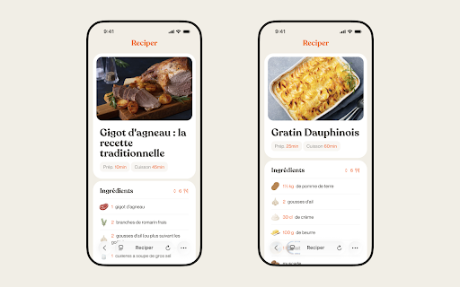 Reciper :: View cooking recipes ad-free on a clean layout, with favorites and history.