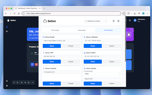 Selion :: Automatize seus testes em segundos: capture elementos, gere código pronto e sincronize na nuvem.