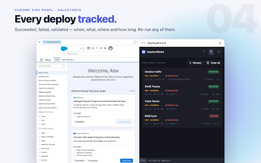 DeployWizard :: Deploy Salesforce metadata between orgs in a few clicks from a side panel.