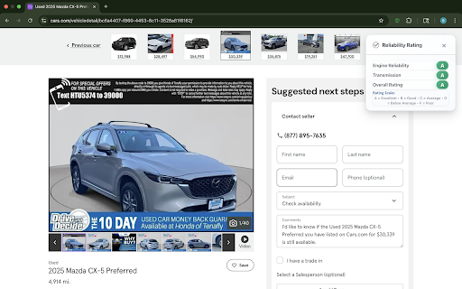 Grade My Car :: Shows powertrain reliability ratings for vehicles on car shopping websites
