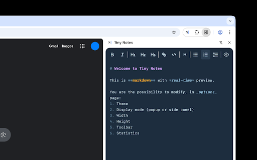 Tiny Notes :: A tiny app in a popup for write quickly your notes.