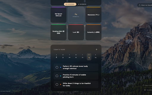 Open64 — Goal Setting Grid & Habit Tracker (Harada Method New Tab) :: Replace your new tab with the same 64-action goal grid Shohei Ohtani used to become the greatest baseball player alive. Free.