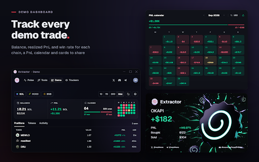 Extractor :: Smart filters, dev funding and migration badges, wallet tags and paper trading for Axiom on Solana, Robinhood and BNB