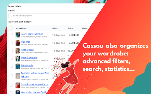 Cassou :: Cassou est une extension pour votre dressing qui vous permet de gérer vos articles plus facilement.