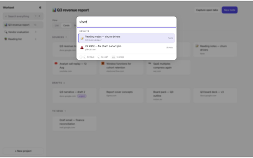 Workset :: Everything for one piece of work — tabs, docs, notes — in one place.