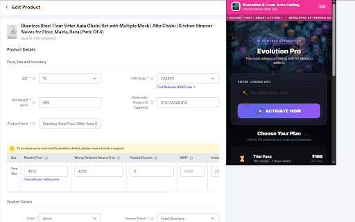 Evolution E-Com — Meesho Form AutoFiller :: Smart Meesho Auto-Fill Tool. Upload CSV and auto-fill seller forms with pause/resume control. Secure & fast listing assistant.