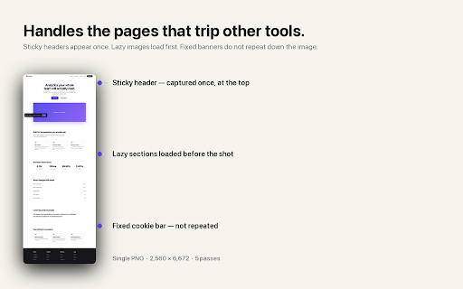 Page Shot :: One click: screenshots the entire scrolled page, opens it in a new tab, and copies it to your clipboard.