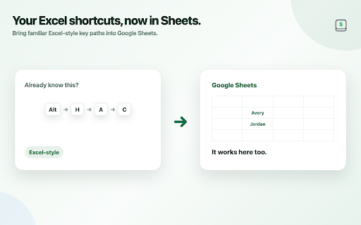 Spex – Excel Shortcuts for Google Sheets™ :: Use Excel-style shortcuts in Google Sheets™ with on-screen KeyTips, Sheets-native commands, and customizable keyboard workflows.