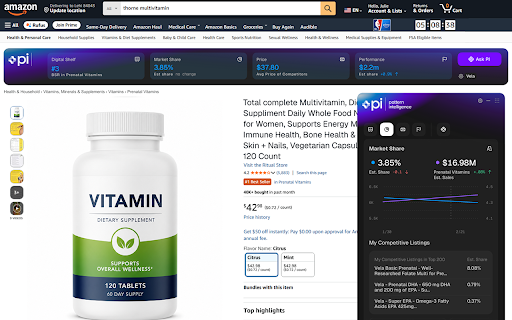 Pi Chrome Extension :: Pattern Intelligence - Product Detail Page insights overlay for Amazon