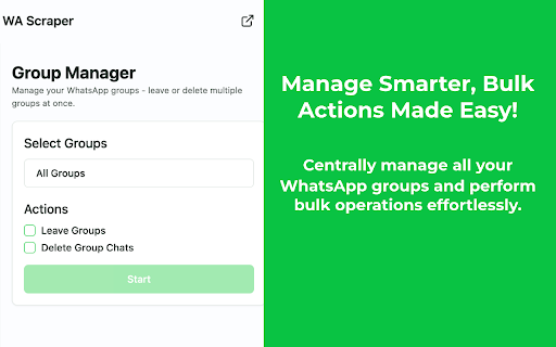 WhatsApp™ Scraper & Bulk Sender & Auto Join - ExtBoost :: Instantly find WhatsApp group links on any webpage. Auto-join, send messages, and manage your groups in bulk with one tool.