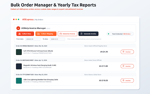 AliHelp – AliExpress & Alibaba Image & Video Downloader :: Download AliExpress & Alibaba product images, videos and review photos, and create order invoices in one click. Free.