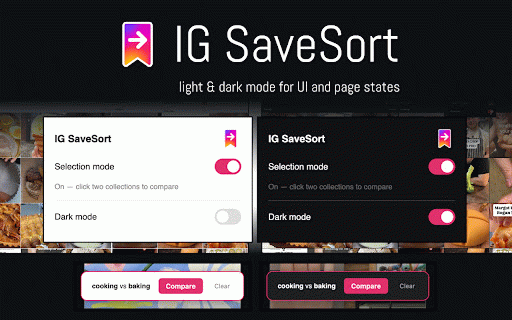IG SaveSort :: Compare and reorganize Instagram saved collections side by side