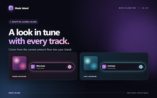 Music Island :: Dynamic Island-style music player. Control Spotify, YouTube, YT Music & Deezer with a floating widget.