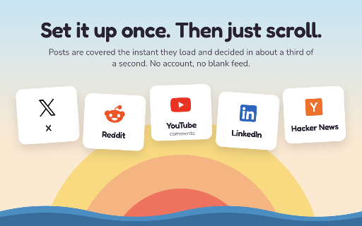 GoodVibes :: Mute topics, not words. Hides politics, rage bait and anything else you pick on X, Reddit, YouTube, LinkedIn and Hacker News.