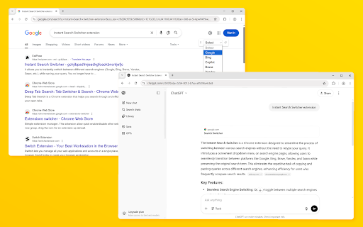 Instant Search Switcher :: Adds a convenient dropdown menu to switch between different search engines while preserving your search query