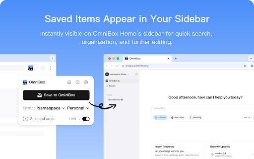 OmniBox :: With a single click, save the page and turn your browser into a personal knowledge hub.