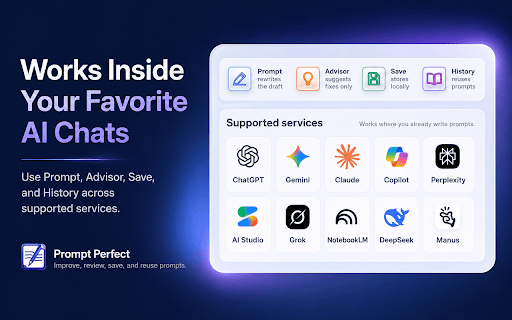 Prompt Perfect :: Refine drafts with Prompt Perfect, an AI prompt optimizer and prompt generator to improve, review, save and reuse text in AI chats.