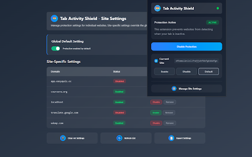 Tab Activity Shield - Keep Tab Active :: Prevent websites from detecting inactive tabs