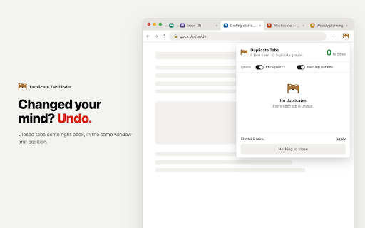 Duplicate Tab Finder :: Finds and closes duplicate tabs to clean up your browser's tabs.