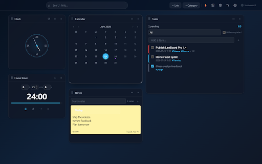 LinkBoard Pro - Bookmark Dashboard & New Tab :: Visual bookmark dashboard with categories, sync, quick access, customizable layouts, and interactive new-tab widgets.