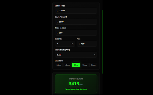 Autolytiq Income Calculator :: Calculate your projected annual income from YTD earnings. Includes vehicle payment calculator with tax, fees, and trade-in.