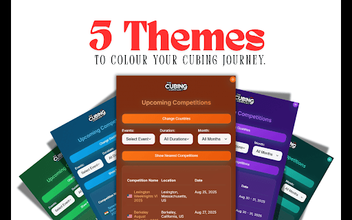 WCA Competitions Tracker :: Shows upcoming WCA competitions by country and finds the closest competitions near you.