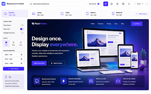 Responsive Preview :: Preview websites across multiple device screen sizes simultaneously.