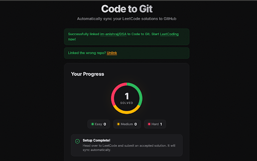 Code to Git :: Automatically sync your LeetCode solutions to GitHub with ease.