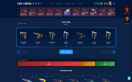 RollViewer - SAPAODROPS :: Adicione estatísticas reais, histórico do Upgrader, Case Odds e ferramentas visuais exclusivas ao site CSGO-Skins