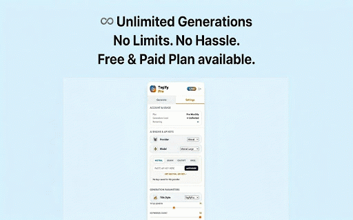 TagifyPro – AI Metadata Generator :: Generate SEO titles, keywords & descriptions for stock images using AI.