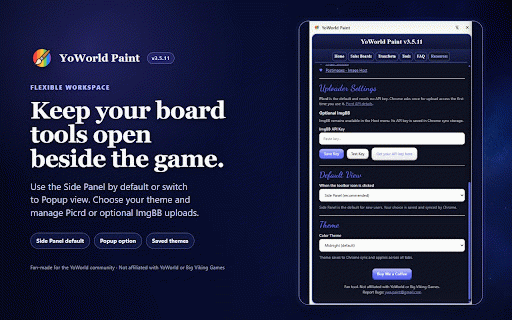 YoWorld Paint :: Fan-made YoWorld tool to create, preview, transform, split, upload, and export custom Paint Boards.