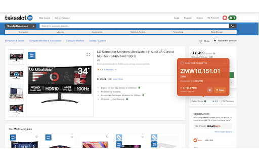 Currency Converter :: Automatically converts currencies to your preferred currency (default: Kwacha) on hover