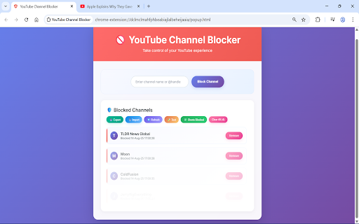 YouTube Channel Blocker :: Block unwanted YouTube channels, shorts, and filter by language. Hide/show block buttons for cleaner experience.
