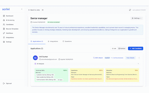 Scrini Browser Integration :: Browser automation extension for LinkedIn candidate sourcing and web scraping