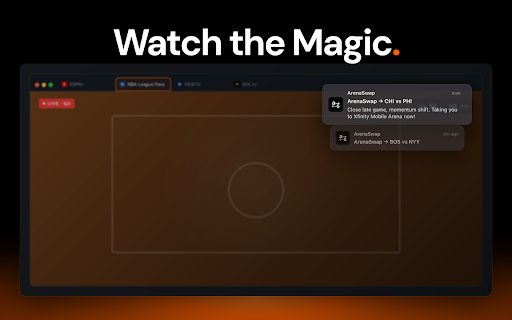 ArenaSwap — Auto-Switch Live NFL, NBA, MarchMadness & MLB Games :: Watches every live game across 31 leagues and auto-switches your browser tab to the most exciting one, as fast as every 6 seconds.