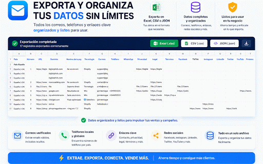Extractor de correos y teléfonos :: Extrae correos, teléfonos, enlaces y tecnología visible; exporta a CSV o Excel y activa Premium mensual.