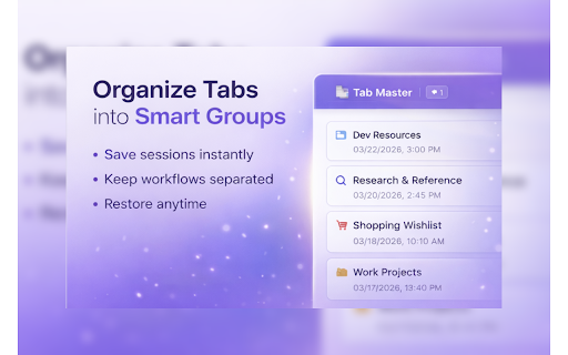 Tab Manager & Tab Sync – Save & Restore Tabs Fast :: Save, organize, and sync tabs across devices with a fast, private tab manager for Chrome.
